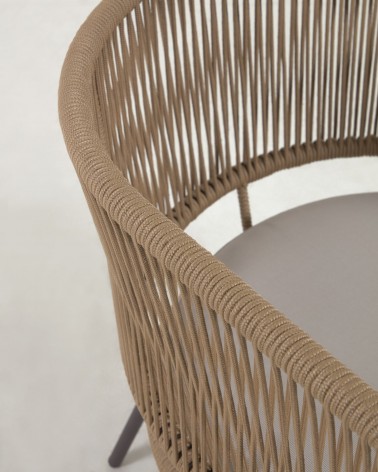 Nadin armchair in beige cord with galvanised steel legs