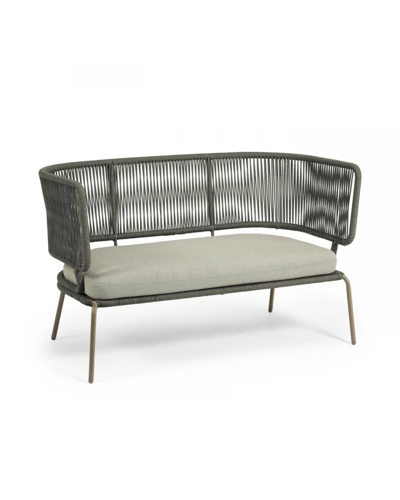 Nadin 2 seater sofa in green cord with galvanised steel legs, 135 cm