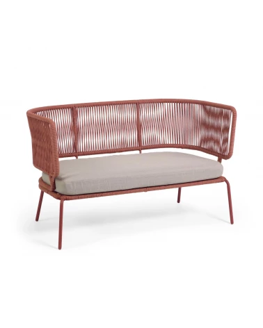 Nadin 2 seater sofa in terracotta cord with galvanised steel legs, 135 cm