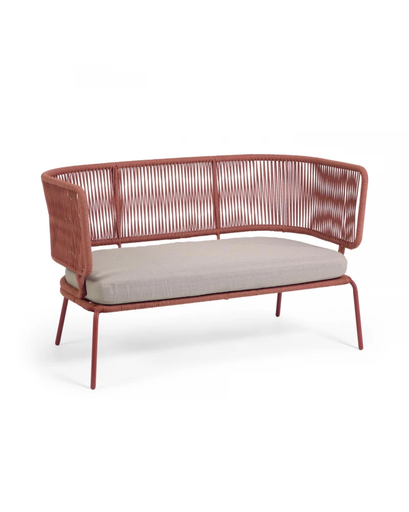 Nadin 2 seater sofa in terracotta cord with galvanised steel legs, 135 cm