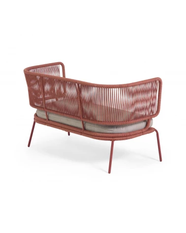 Nadin 2 seater sofa in terracotta cord with galvanised steel legs, 135 cm