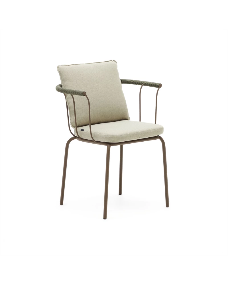 Salguer stackable chair in cord and steel with a brown painted finish