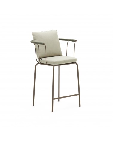 Salguer stackable stool in cord and steel with a brown painted finish, 66 cm