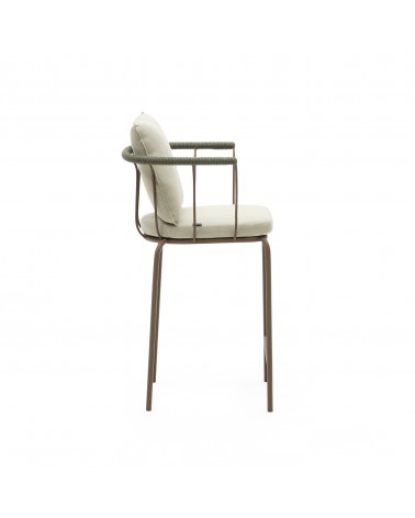 Salguer stackable stool in cord and steel with a brown painted finish, 66 cm