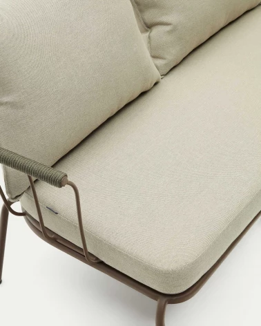 Salguer sofa in green cord and steel with a brown painted finish, 134 cm