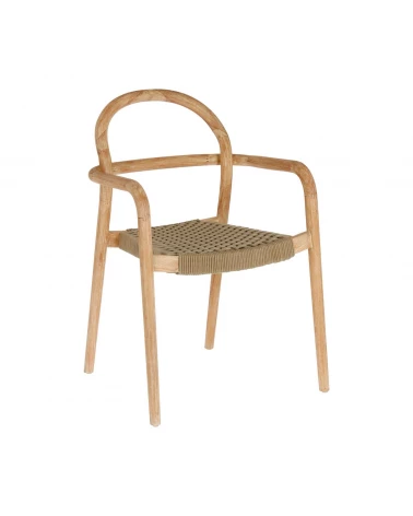 Sheryl stackable chair in solid 100% FSC eucalyptus and beige rope