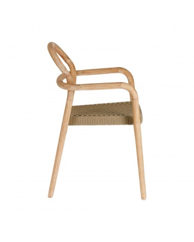 Sheryl stackable chair in solid 100% FSC eucalyptus and beige rope