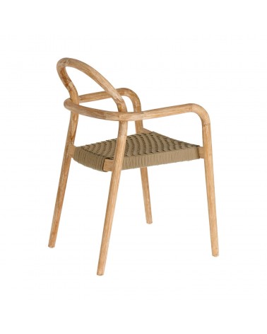 Sheryl stackable chair in solid 100% FSC eucalyptus and beige rope