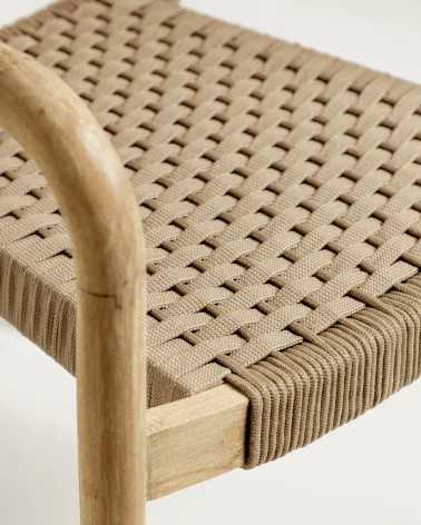 Sheryl stackable chair in solid 100% FSC eucalyptus and beige rope