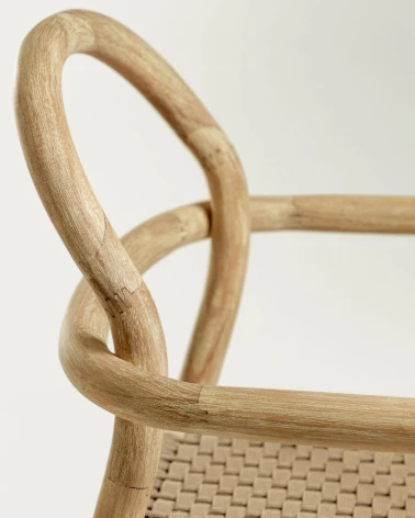 Sheryl stackable chair in solid 100% FSC eucalyptus and beige rope