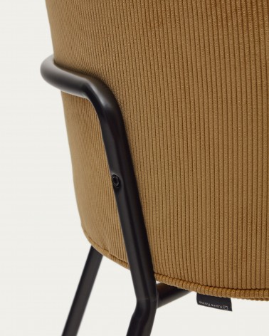 Yunia chair in mustard corduroy with steel legs in a painted black finish