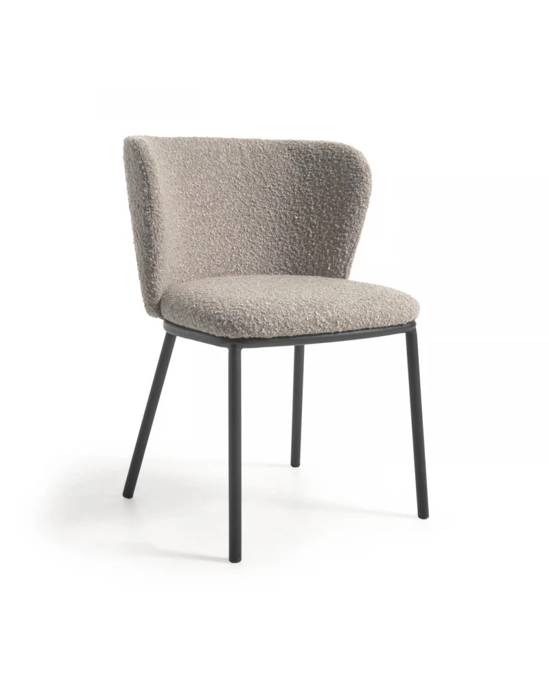 Ciselia chair with light grey shearling and black metal