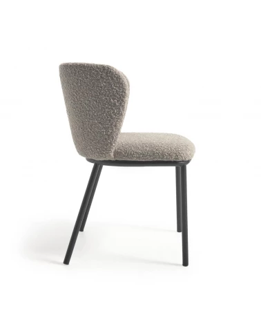 Ciselia chair with light grey shearling and black metal