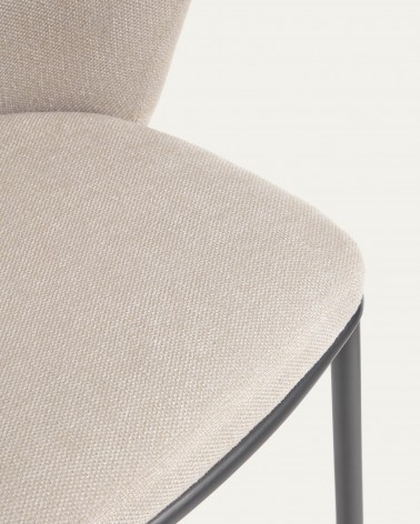 Ciselia stool in beige chenille and black steel, height 75 cm