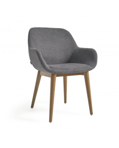 Konna chair in dark grey with solid ash wood legs in a dark finish