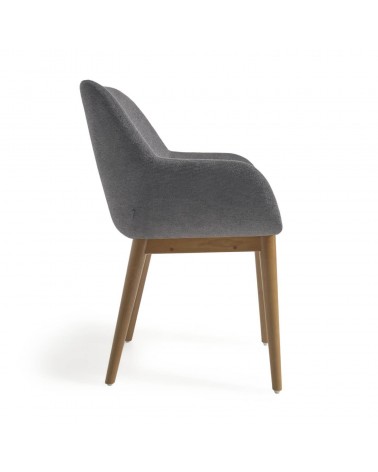 Konna chair in dark grey with solid ash wood legs in a dark finish