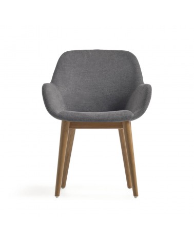 Konna chair in dark grey with solid ash wood legs in a dark finish