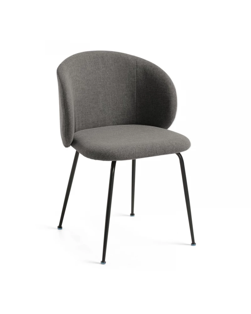 Minna dark grey chair with steel legs with black finish