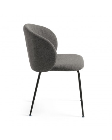 Minna dark grey chair with steel legs with black finish