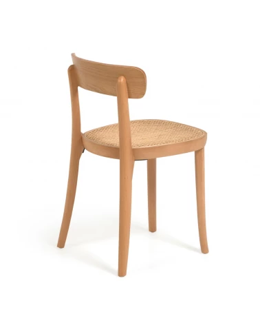 Romane chair in solid beech with natural finish, ash veneer and rattan