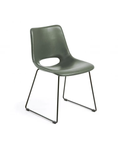 Zahara green chair with steel legs with black finish