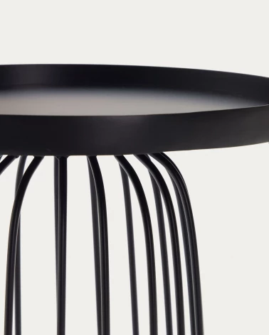 Dilva set of 2 metal side tables with painted matte black finish, Ă 36 cm