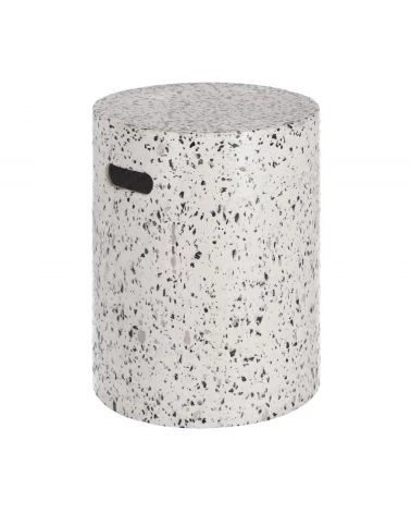 Jenell outdoor terrazzo footrest in white, Ă 35 cm