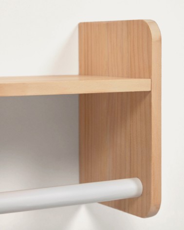 Florentina shelf with hangers in solid natural pine and white MDF 52.5 cm FSC MIX Credit