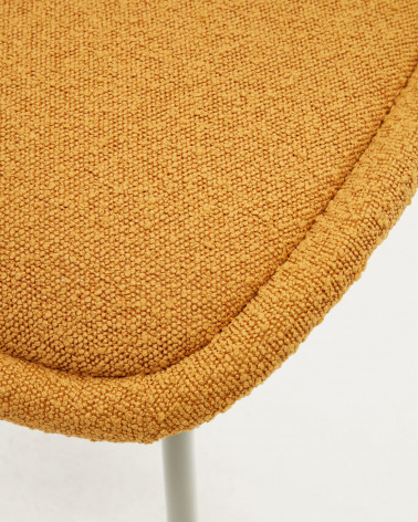 Aimin chair in mustard fleece and steel legs with a matte beige painted finish