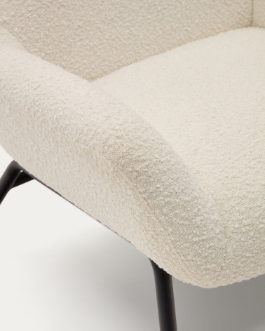 Belina armchair in white shearling and steel with black finish