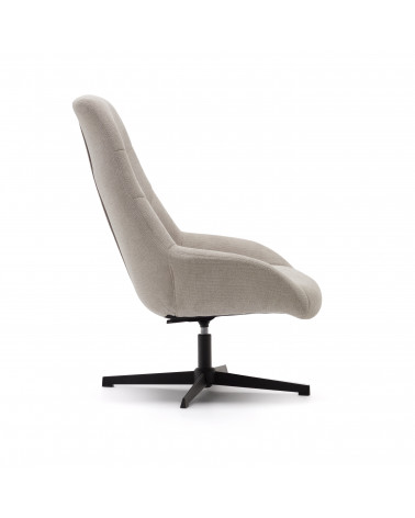 Celida swivel armchair in beige chenille and steel with black finish