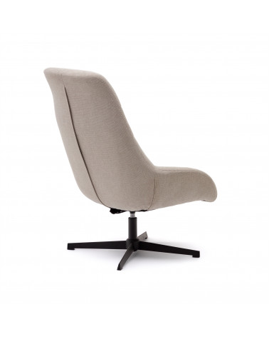 Celida swivel armchair in beige chenille and steel with black finish