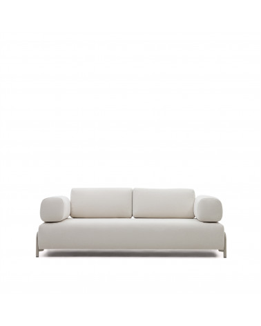 Compo beige chenille 3-seater sofa with grey metal structure 232 cm