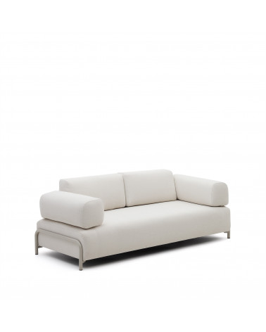 Compo beige chenille 3-seater sofa with grey metal structure 232 cm