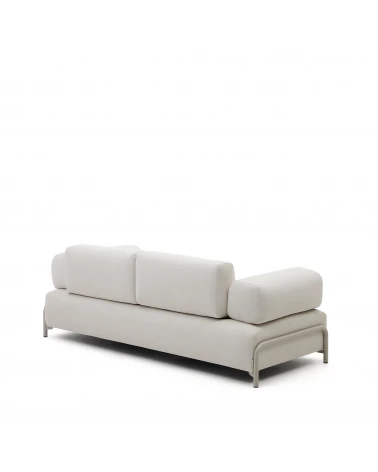 Compo beige chenille 3-seater sofa with grey metal structure 232 cm