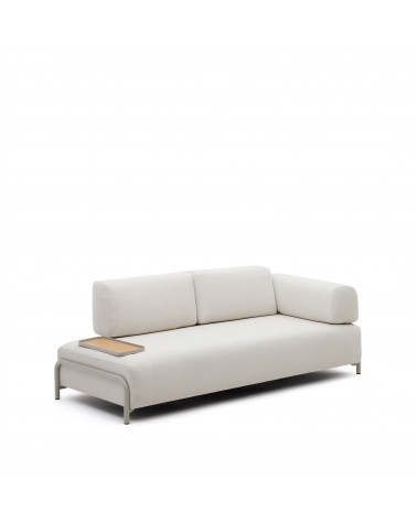 Compo 3-seater beige chenille sofa, small tray oak veneer and grey metal structure 232cm