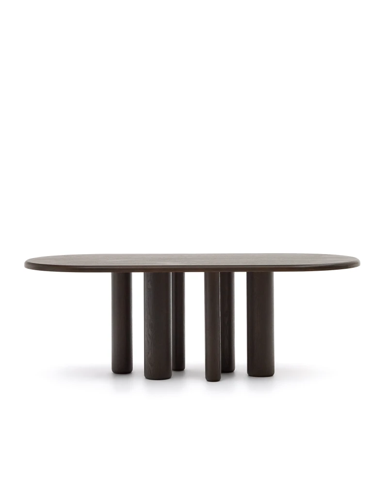 Mailen oval table in ash wood veneer with dark finish, Ă 220 x 105 cm