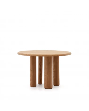 Mailen round table in ash wood veneer with natural finish, Ă 120 cm