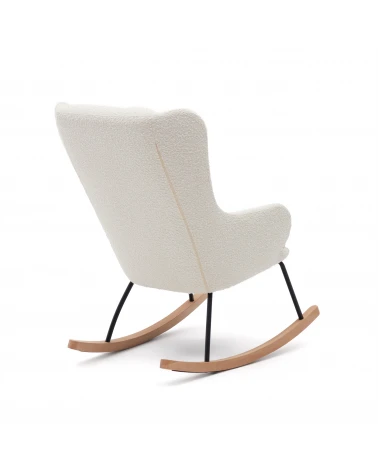 Maustin rocking chair in white shearling with a black steel structure and beech wood