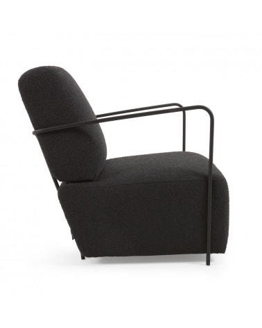 Gamer armchair in black shearling and metal with black finish