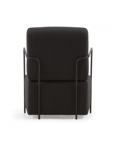 Gamer armchair in black shearling and metal with black finish