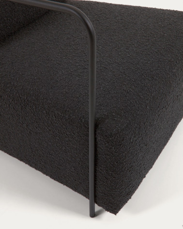 Gamer armchair in black shearling and metal with black finish