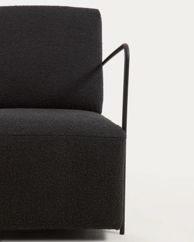 Gamer armchair in black shearling and metal with black finish