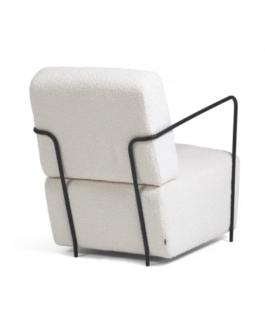 Gamer armchair in white fleece with metal legs with black finish