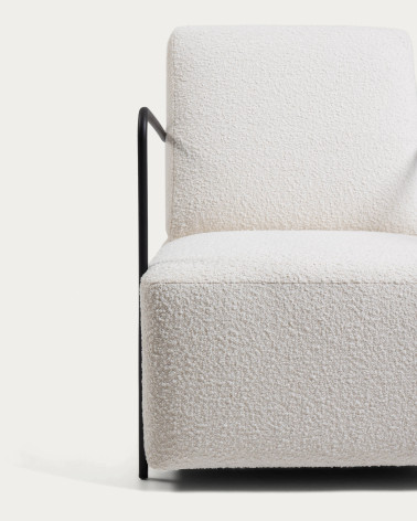 Gamer armchair in white fleece with metal legs with black finish