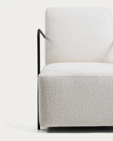 Gamer armchair in white fleece with metal legs with black finish